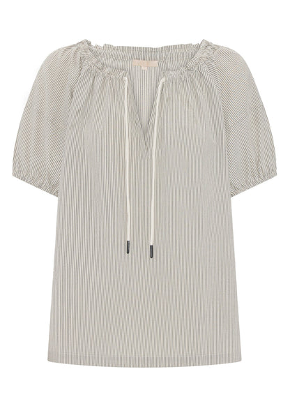 Seersucker Tie Top in Natural Stripe