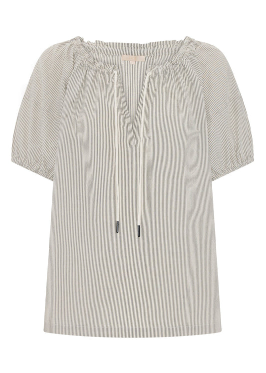 Seersucker Tie Top in Natural Stripe