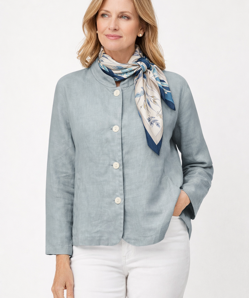 Lucca Linen Jacket in Cloud Blue
