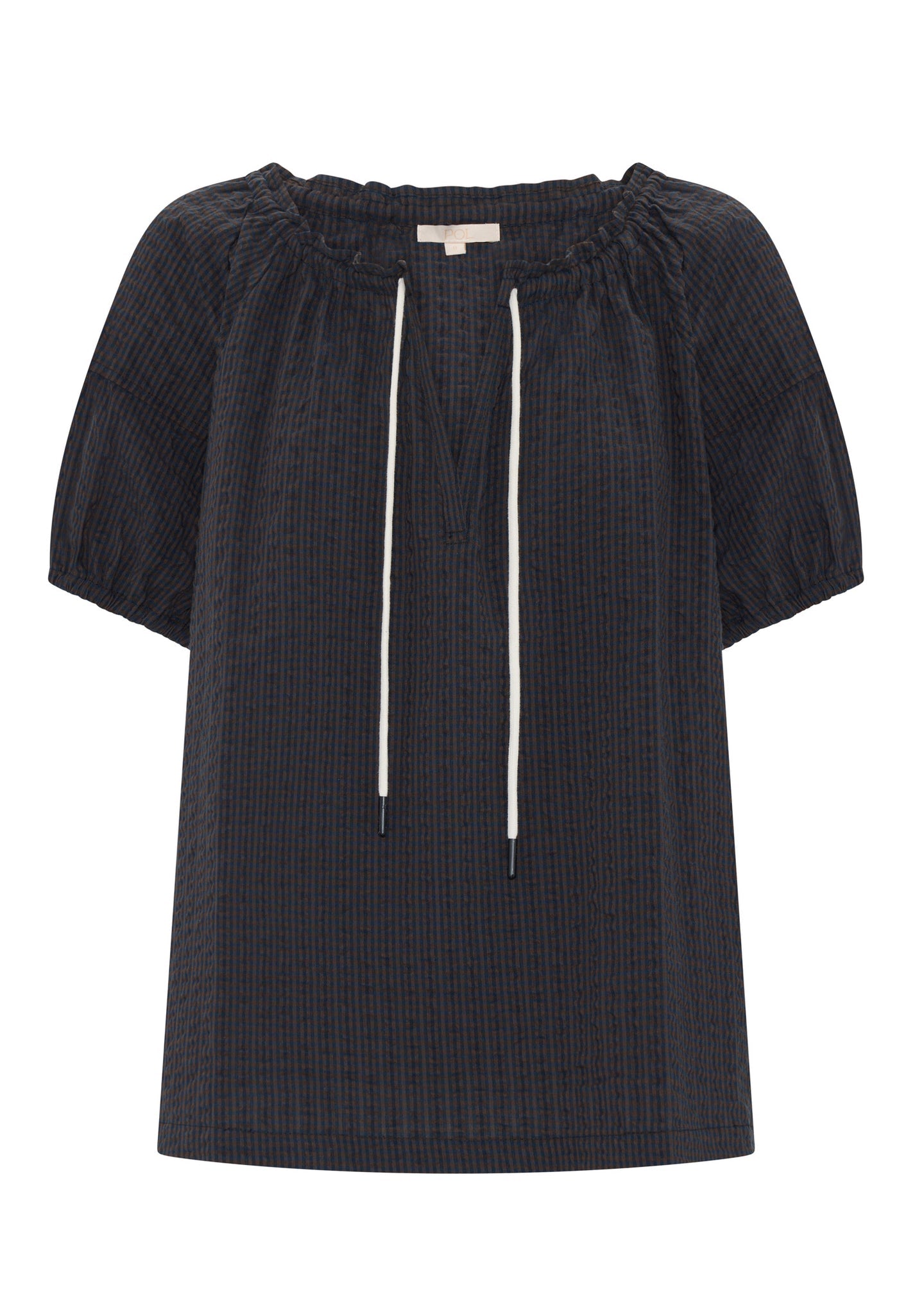 Seersucker Tie Top in Choc Ink