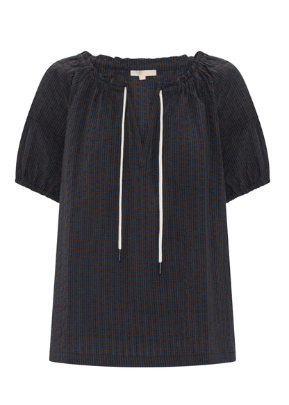 Seersucker Tie Top in Choc Ink