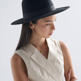 Lia Boho Fedora Felt Hat in Black