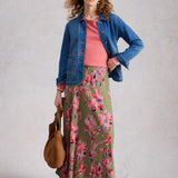Hope Bias Maxi Skirt in Green Floral