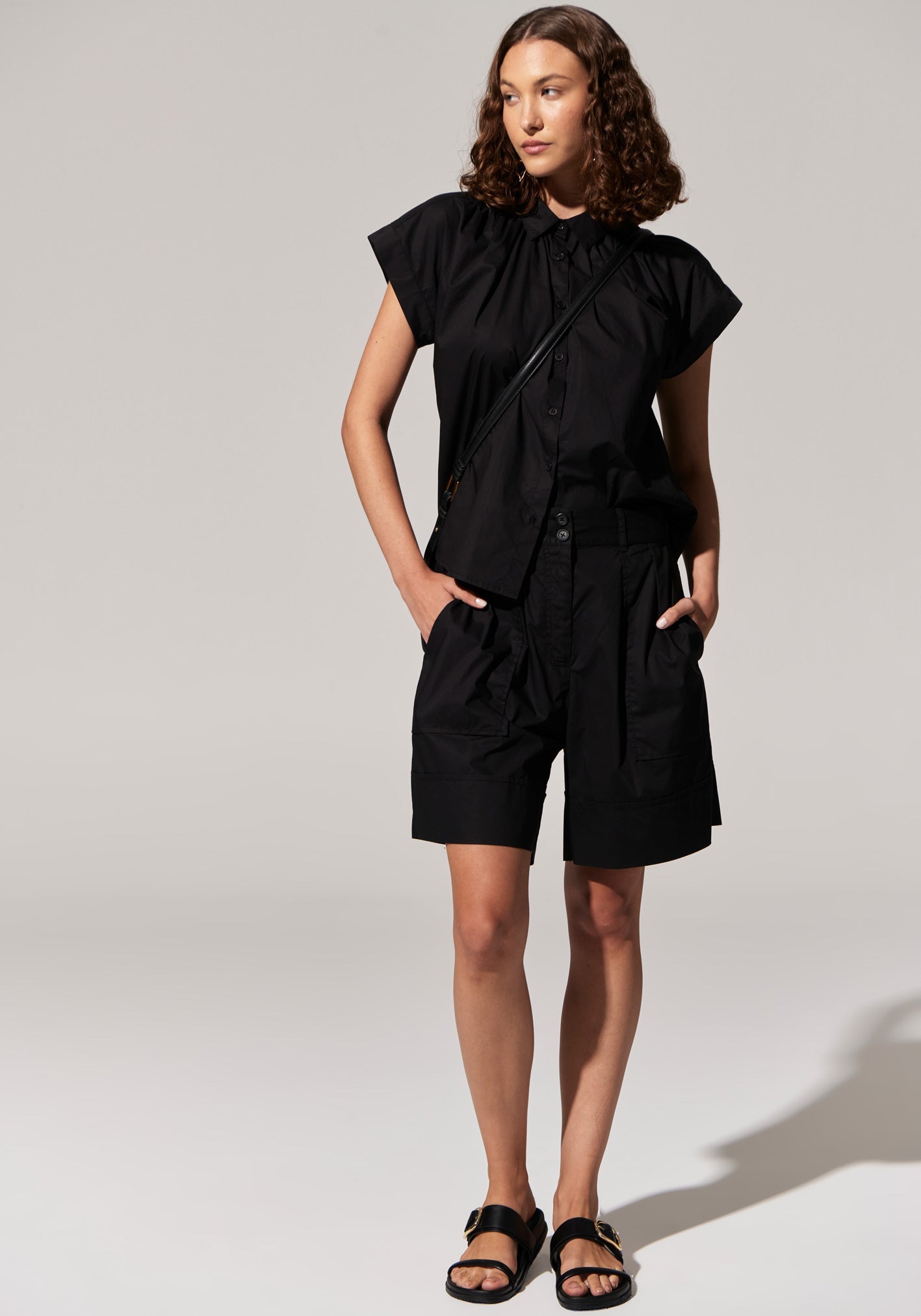 Harlyn Cap Sleeve Shirt in Black