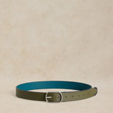 Reversible Leather Belt in Teal Mlt — FB