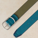 Reversible Leather Belt in Teal Mlt — FD