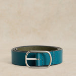 Reversible Leather Belt in Teal Mlt — FF