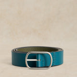 Reversible Leather Belt in Teal Mlt — FF