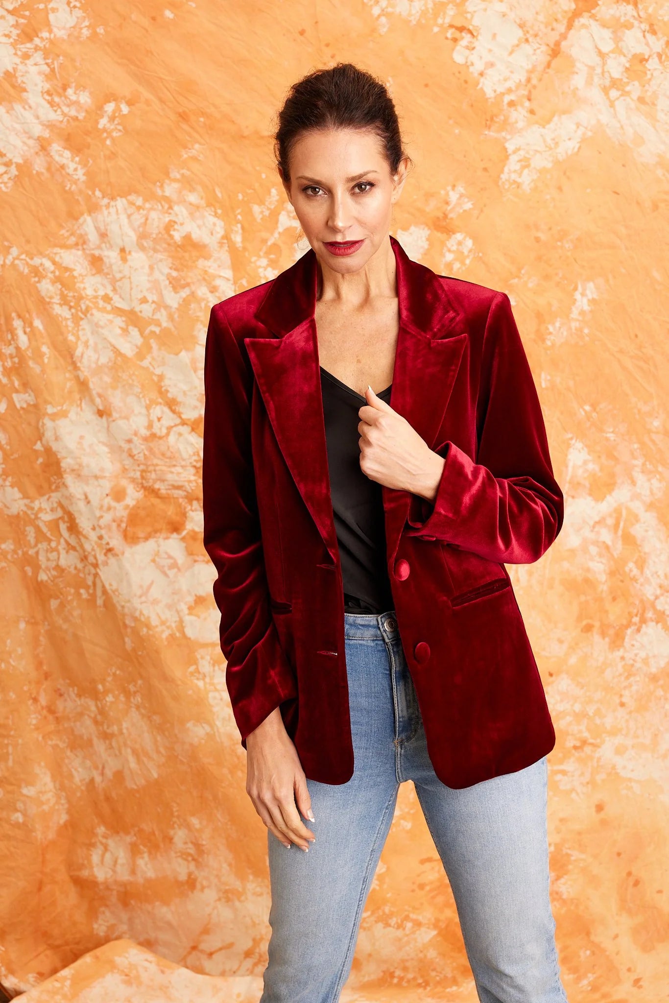Surrey Velvet Jacket in Red