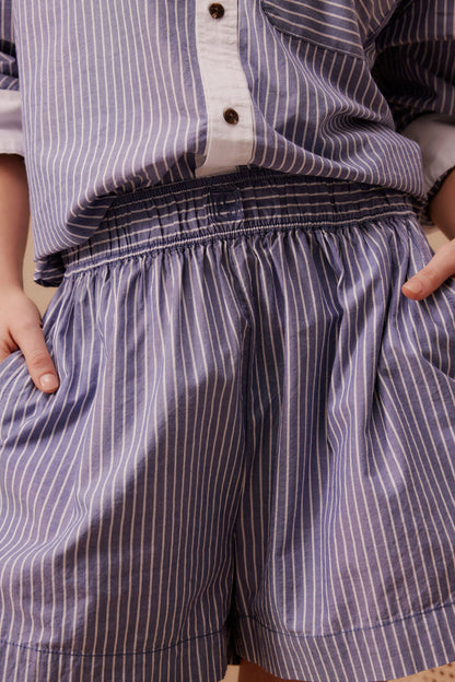 Mila Shorts in College Blue White Stripe