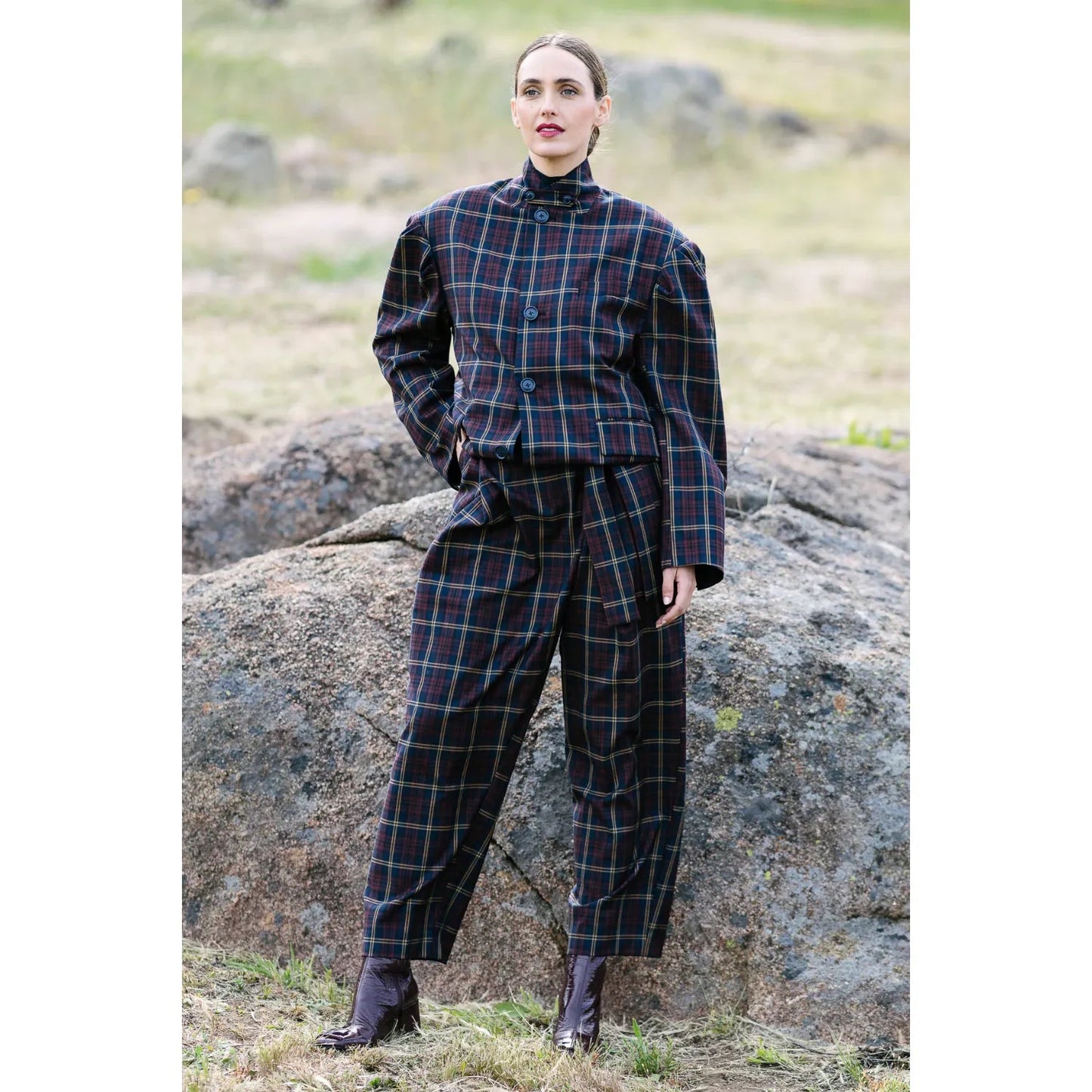 Skye Jacket in Navy Red Check