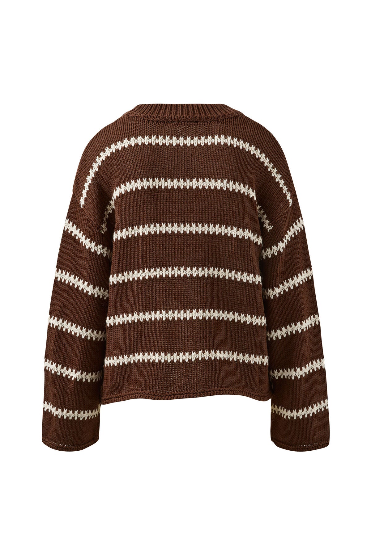 Lila Oversized Knit Crew in Brown Stripe