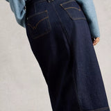 Tia Dark Denim Midi Skirt