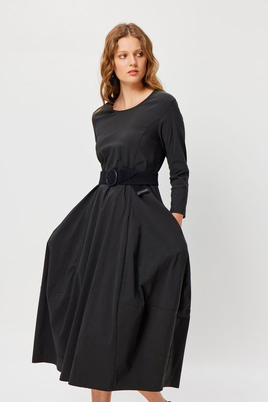 Castella Dress in Charcoal