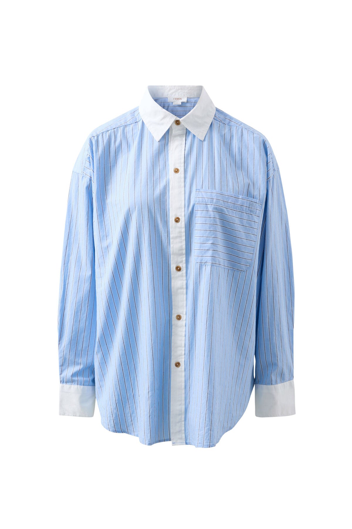 Peta Oversized Shirt in Powder Blue Stripe