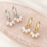 Polished Paperclip Huggie + Cluster Pearl Charm