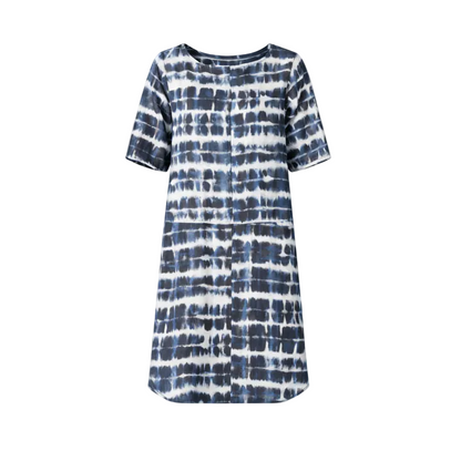Shibori Dress in Indigo Print