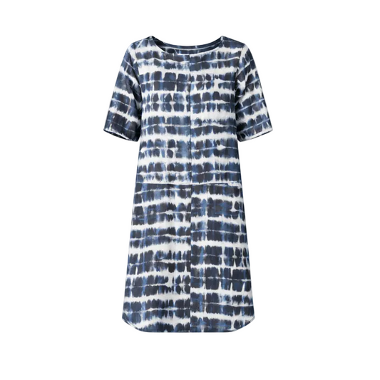 Shibori Dress in Indigo Print