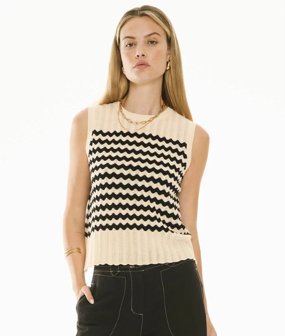 Bonde Knit Tank in Ivory/Black