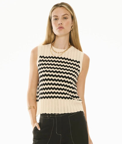 Bonde Knit Tank in Ivory/Black