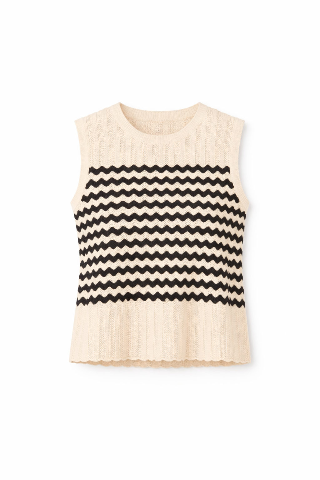 Bonde Knit Tank in Ivory/Black