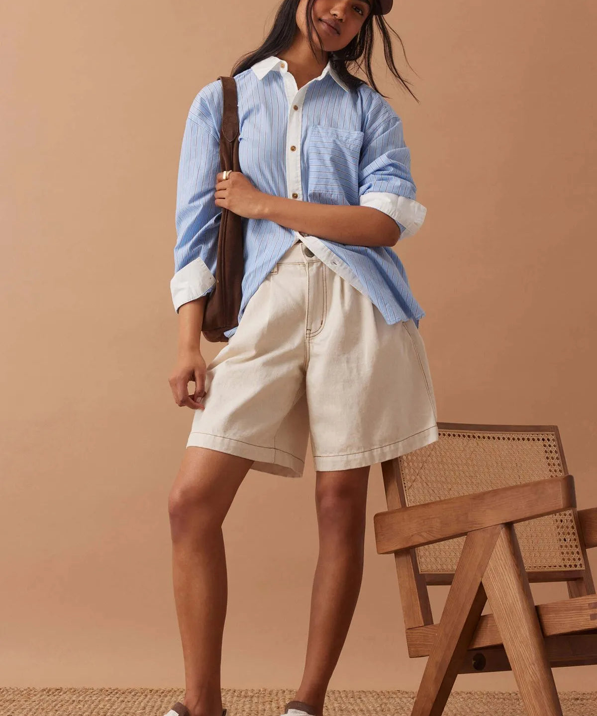 Sylvie Longline Pleat Denim Short