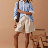 Sylvie Longline Pleat Denim Short
