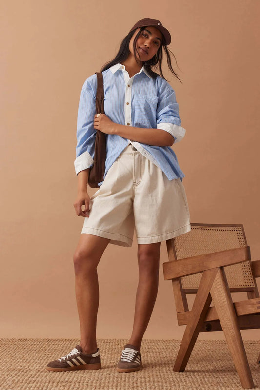 Sylvie Longline Pleat Denim Short