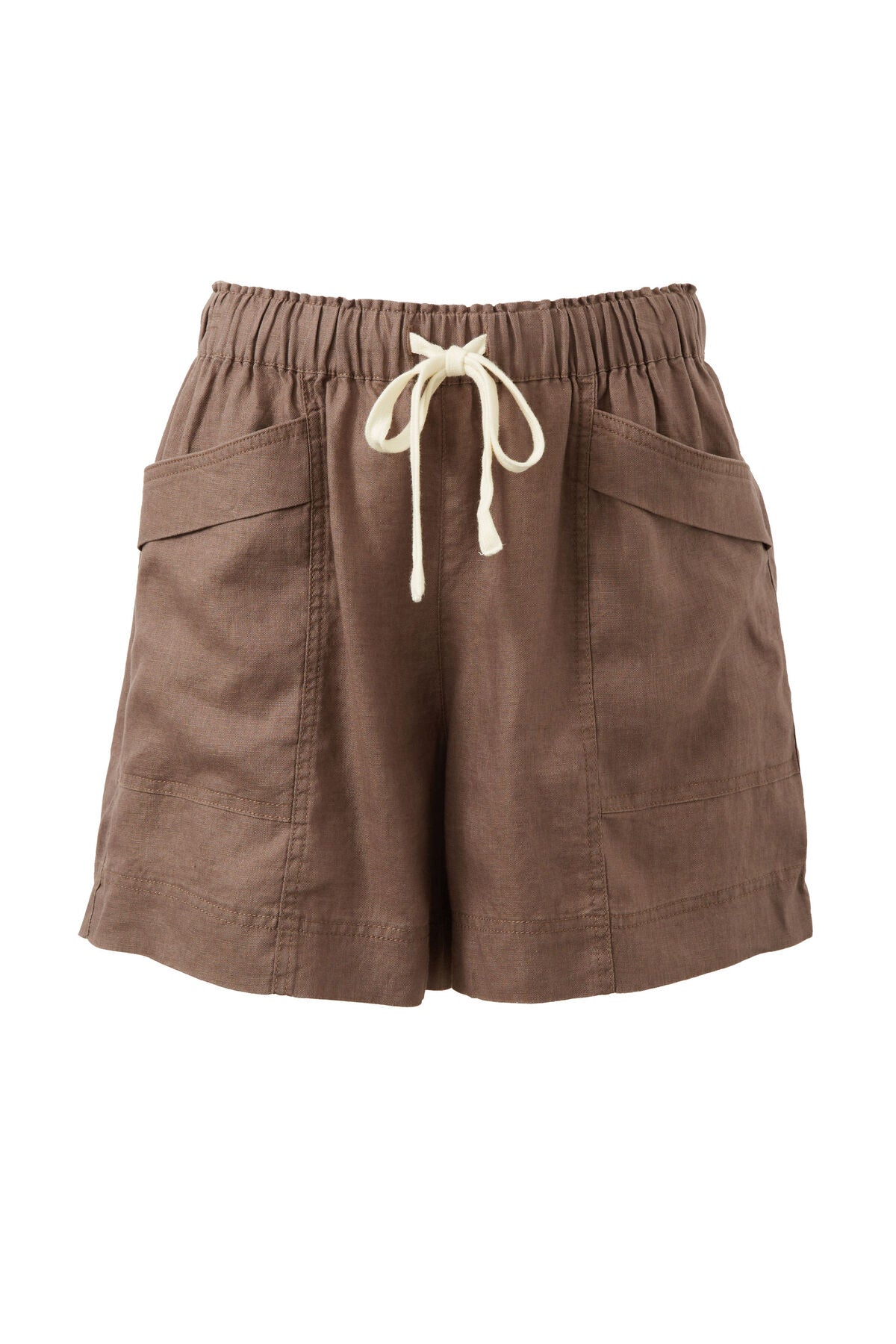 Panelled Linen Short in Choc