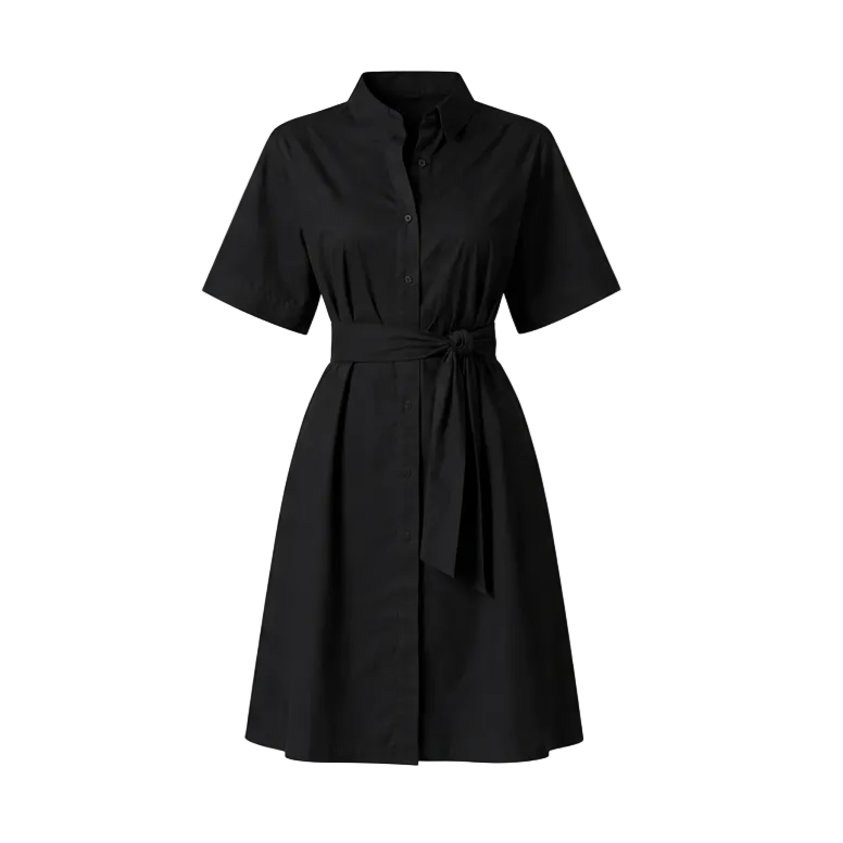 Toya Shirt Dress in Black