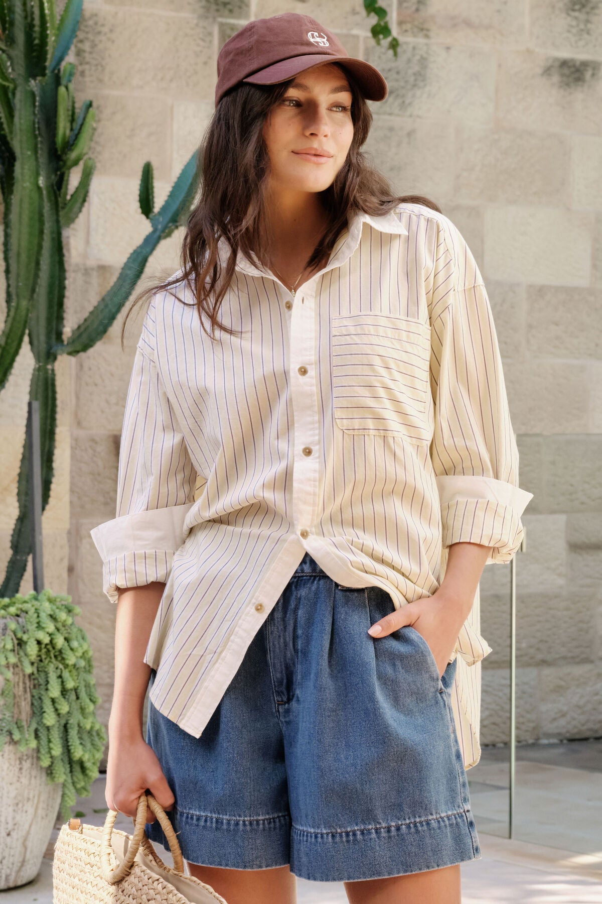 Peta Oversized Shirt in Yellow Stripe