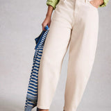 Aubrey Barrel Leg Jean in Natural White