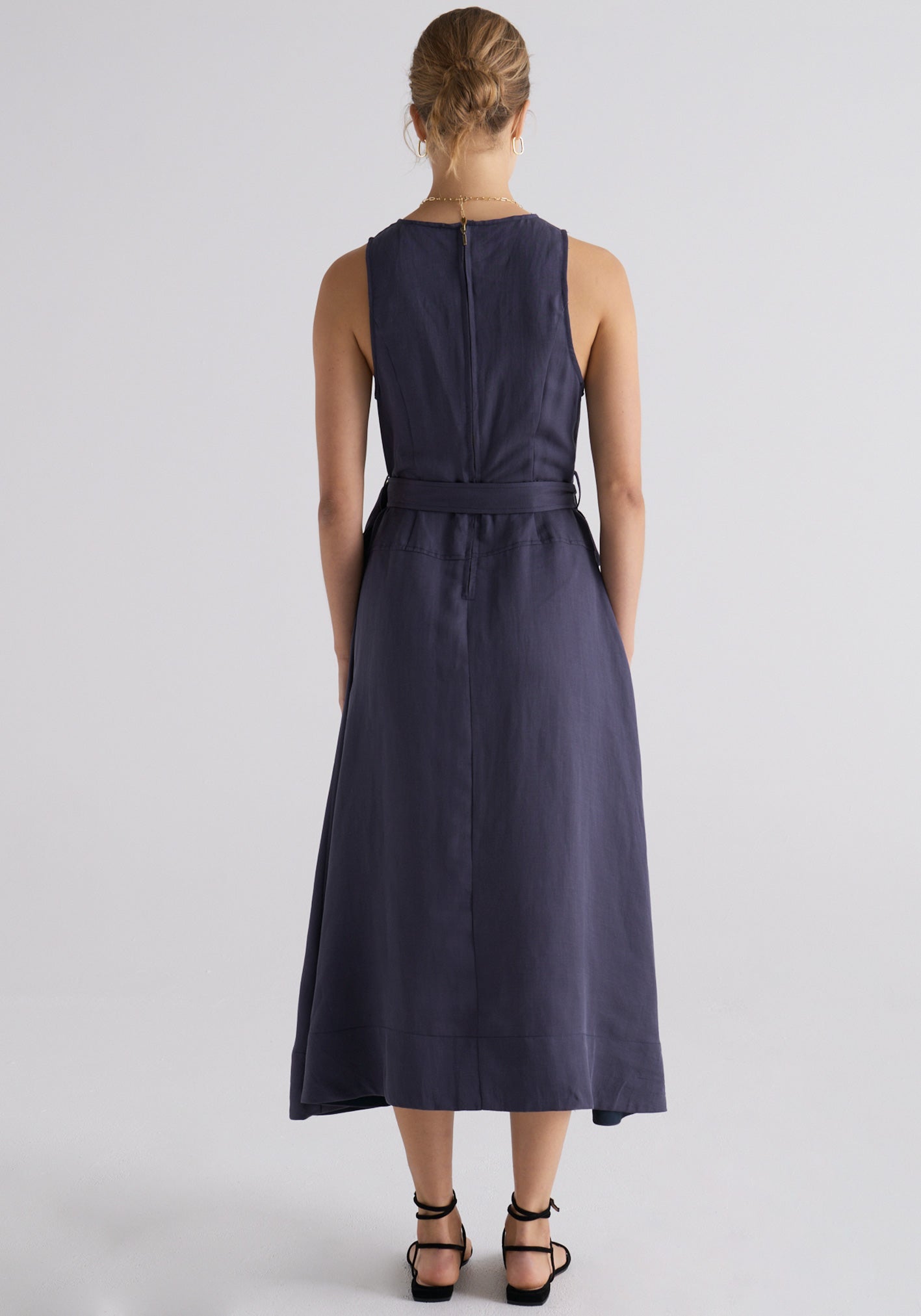 Riley Belted Dress in Indigo