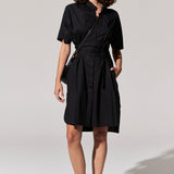Toya Shirt Dress in Black