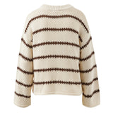 Lila Oversized Knit Crew in Ecru Stripe