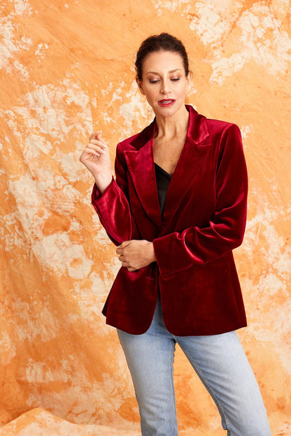 Surrey Velvet Jacket in Red