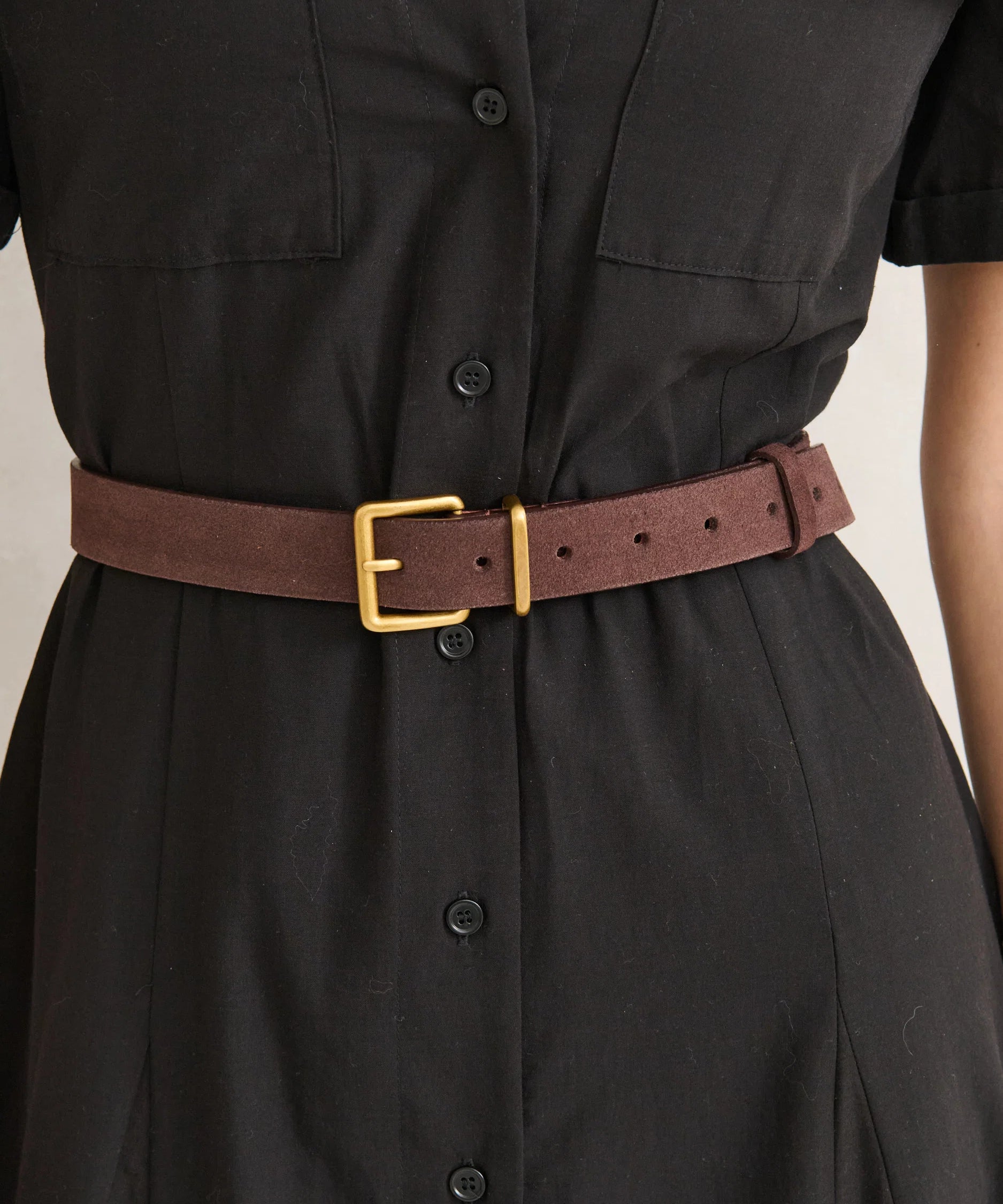 Genuine Suede Square Buckle Belt