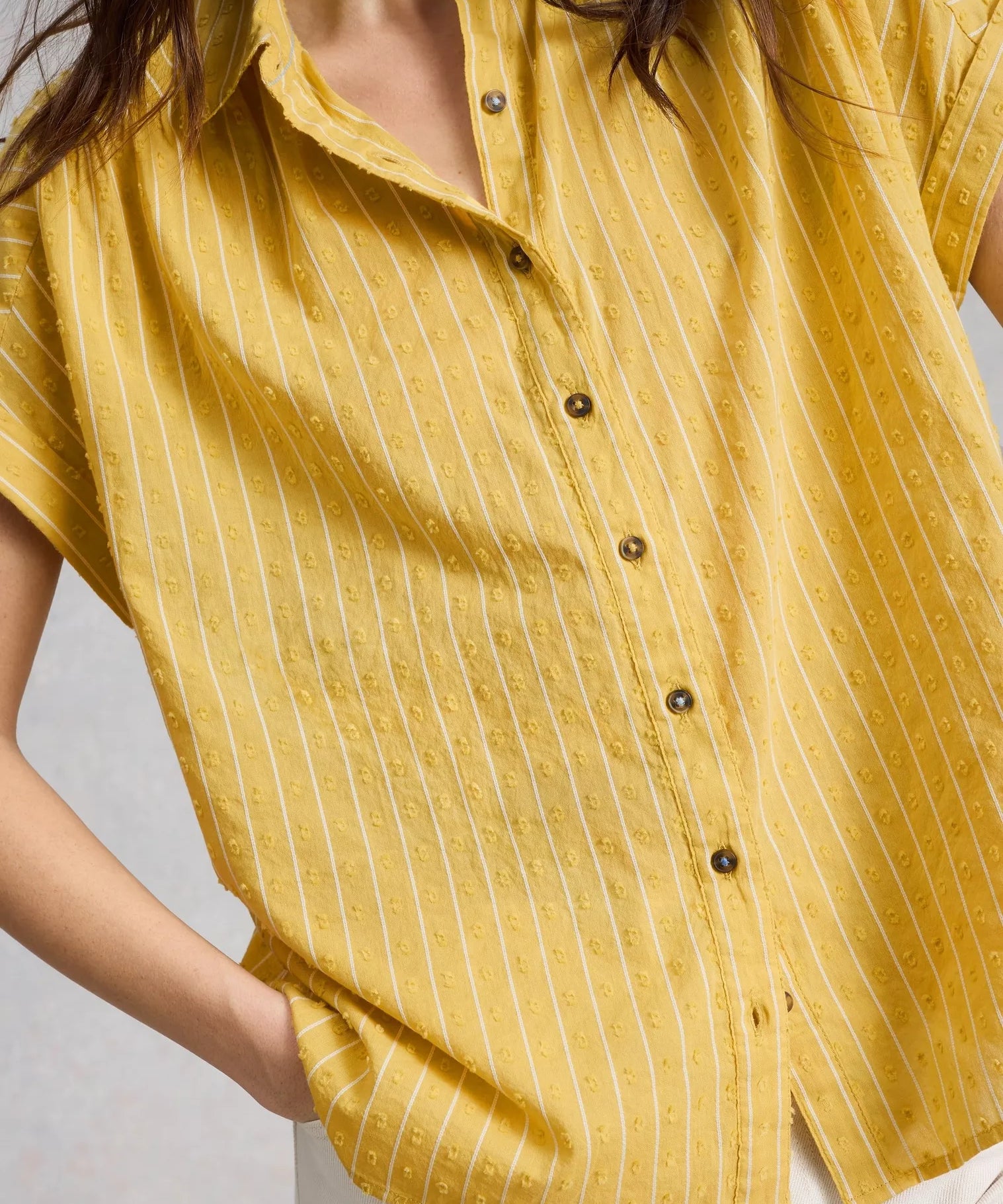 Orla Button Through Shirt - Mid Yellow