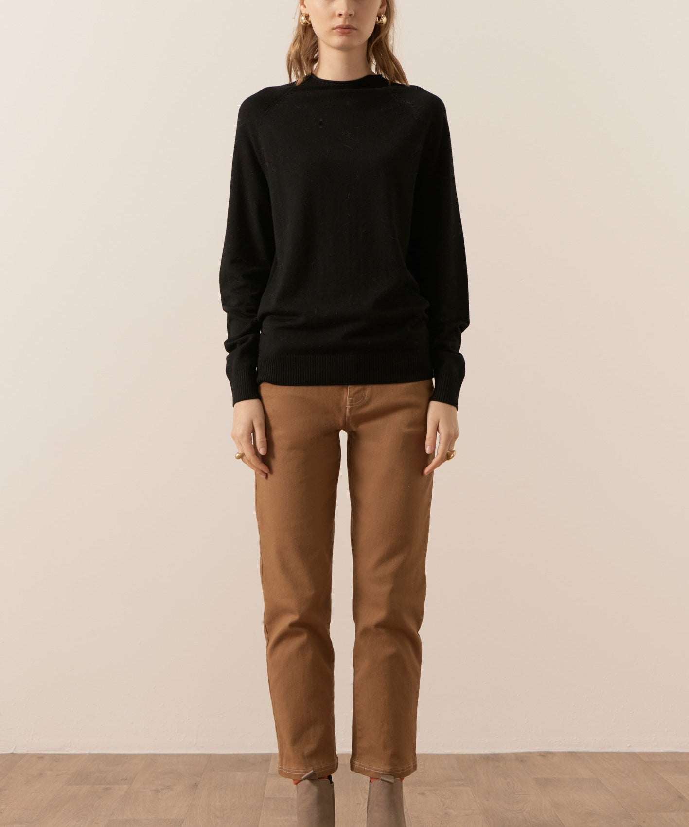 Bennett Funnel Neck Knit in Black