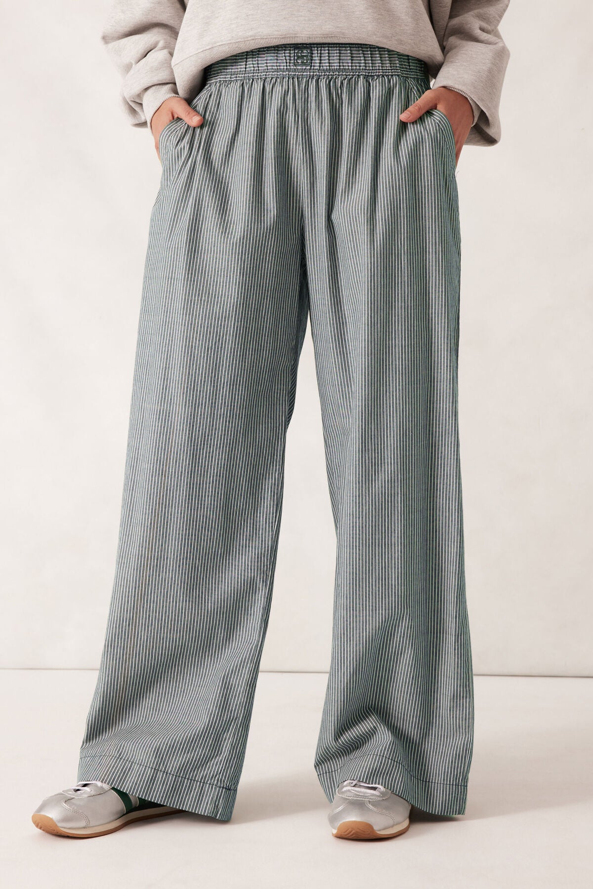 The Lounge Pant - Narrow Green Stripe