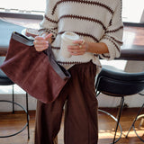 Lila Oversized Knit Crew in Ecru Stripe