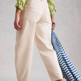 Aubrey Barrel Leg Jean in Natural White