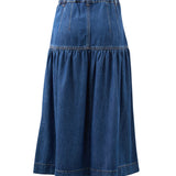 Drop Waist Denim Midi Skirt
