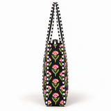 Quilted Cotton Shopper - Black Petite Floral