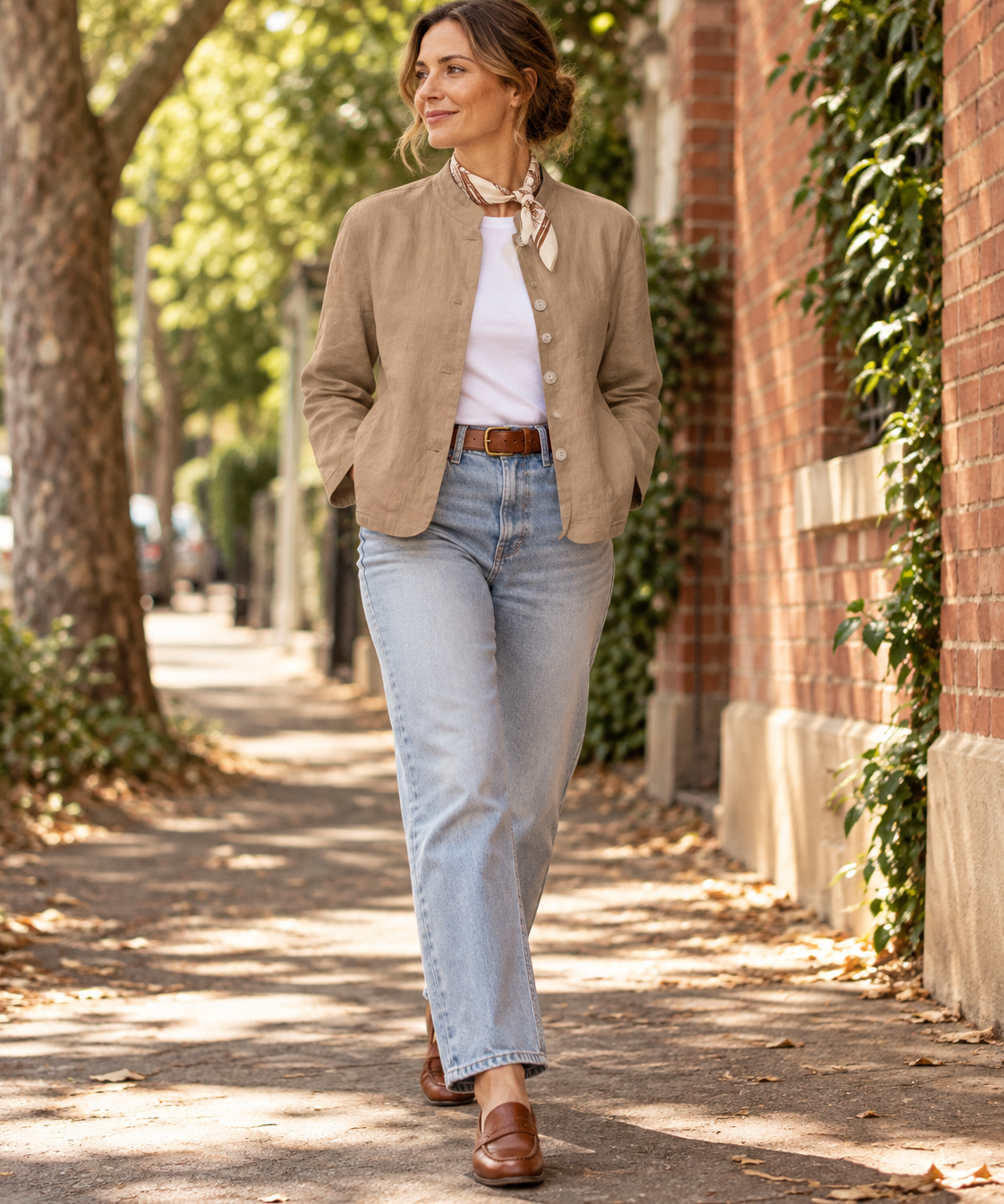 Lucca Linen Jacket in Tan