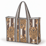 Quilted Cotton Shopper - Khaki & Ivory Tiger Stripe