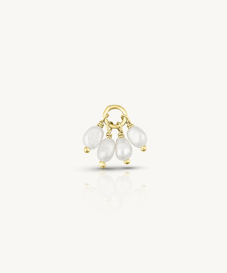 Polished Paperclip Huggie + Cluster Pearl Charm