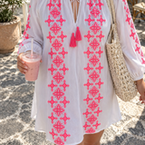 Ikaria Dress in White & Pink