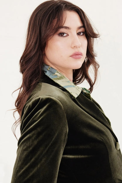 Surrey Velvet Jacket in Olive