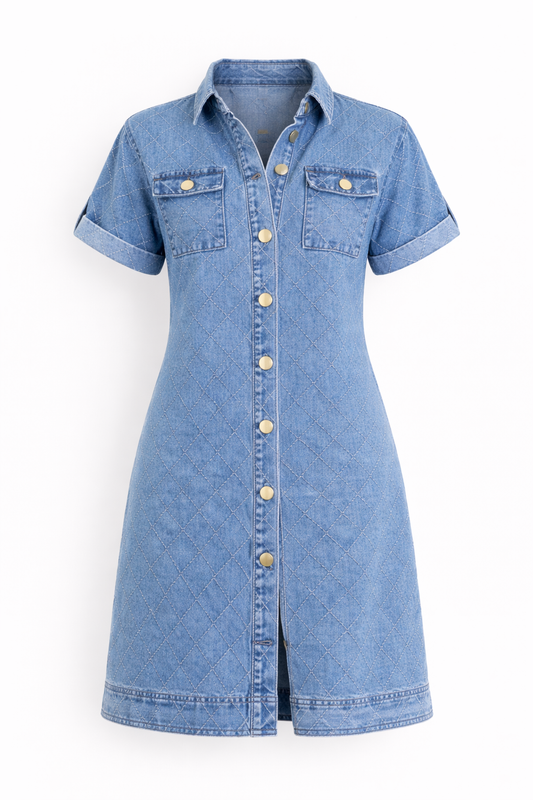 Simone Dress in Check Stitch